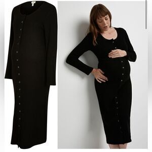 River Island Ribbed Long Sleeve Midi Maternity Dress Size 16